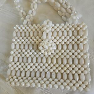 Source Unknown Cream Beaded Mini Bag